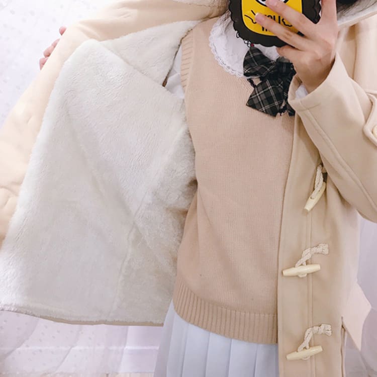 JK School Uniform Cute Gril Bear Print Hoodie Coat MK15613 - KawaiiMoriStore