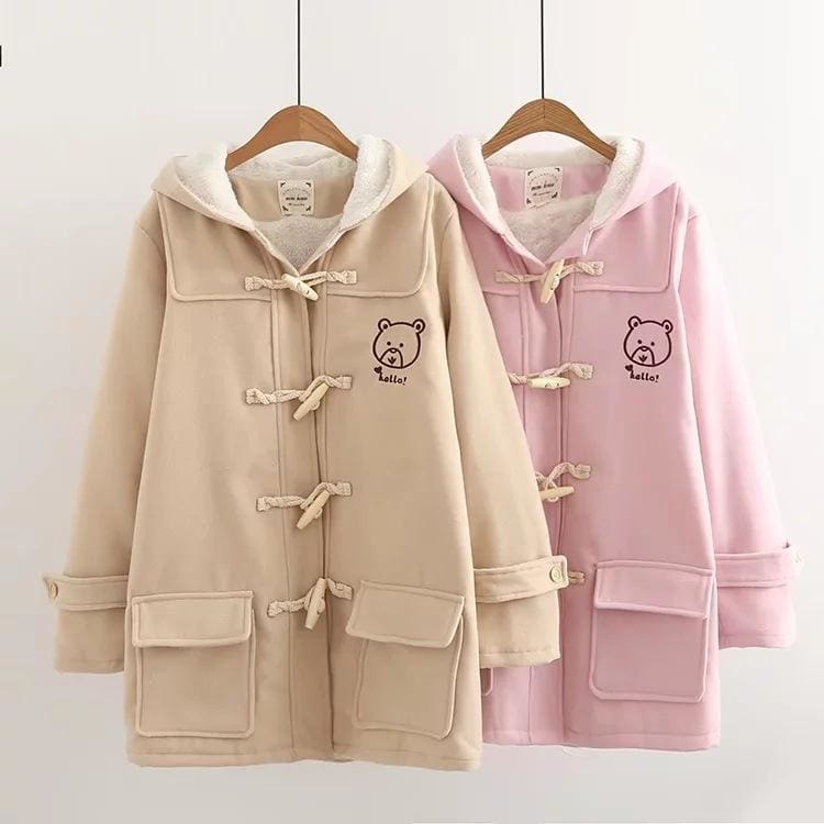 JK School Uniform Cute Gril Bear Print Hoodie Coat MK15613 - KawaiiMoriStore