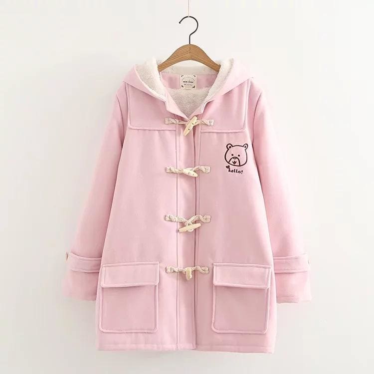 JK School Uniform Cute Gril Bear Print Hoodie Coat MK15613 - KawaiiMoriStore