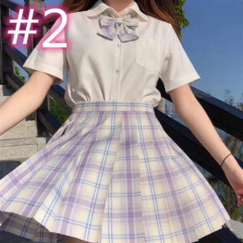 JK School Uniform Short Sleeve Shirt Pleated Skirt MK15645 - KawaiiMoriStore