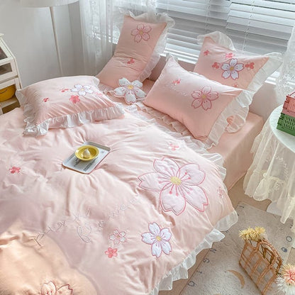 Kawaii Aesthetic Pink Sakura Bedding Set ON785