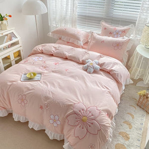 Kawaii Aesthetic Pink Sakura Bedding Set ON785