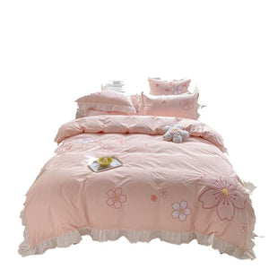 Kawaii Aesthetic Pink Sakura Bedding Set ON785