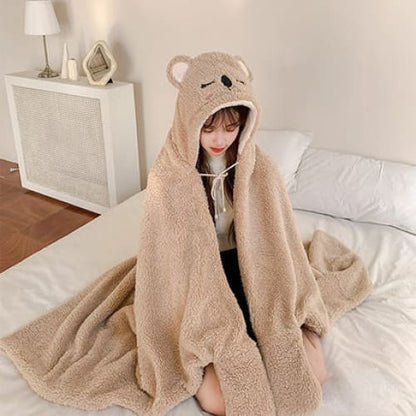 Kawaii Animal Bunny Fleece Cape ME66 - Koalas-beige (thick