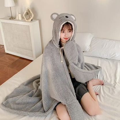 Kawaii Animal Bunny Fleece Cape ME66 - Koalas-gray (thick