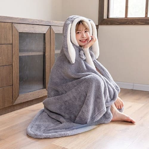 Kawaii Animal Bunny Fleece Cape ME66 - Rabbit-gray