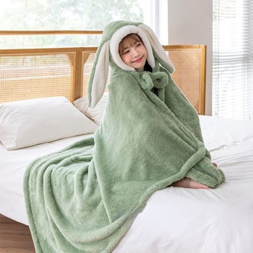 Kawaii Animal Bunny Fleece Cape ME66 - Rabbit-Green