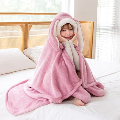 Kawaii Animal Bunny Fleece Cape ME66 - Rabbit-pink