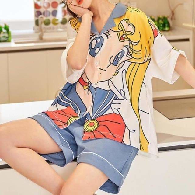Kawaii Anime Homewear Sailor Moon Summer Pajamas Set MK16096