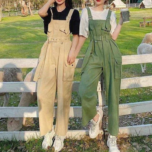 Kawaii Apricot Green Harajuku Suspenders Overalls Summer 