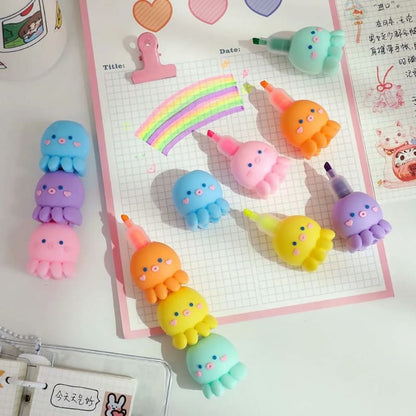 Kawaii Assembly Octopus Fluorescent Note Number Pen Set MK15983 - KawaiiMoriStore