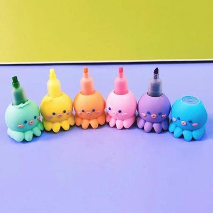 Kawaii Assembly Octopus Fluorescent Note Number Pen Set MK15983 - KawaiiMoriStore