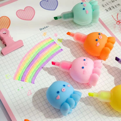 Kawaii Assembly Octopus Fluorescent Note Number Pen Set MK15983 - KawaiiMoriStore