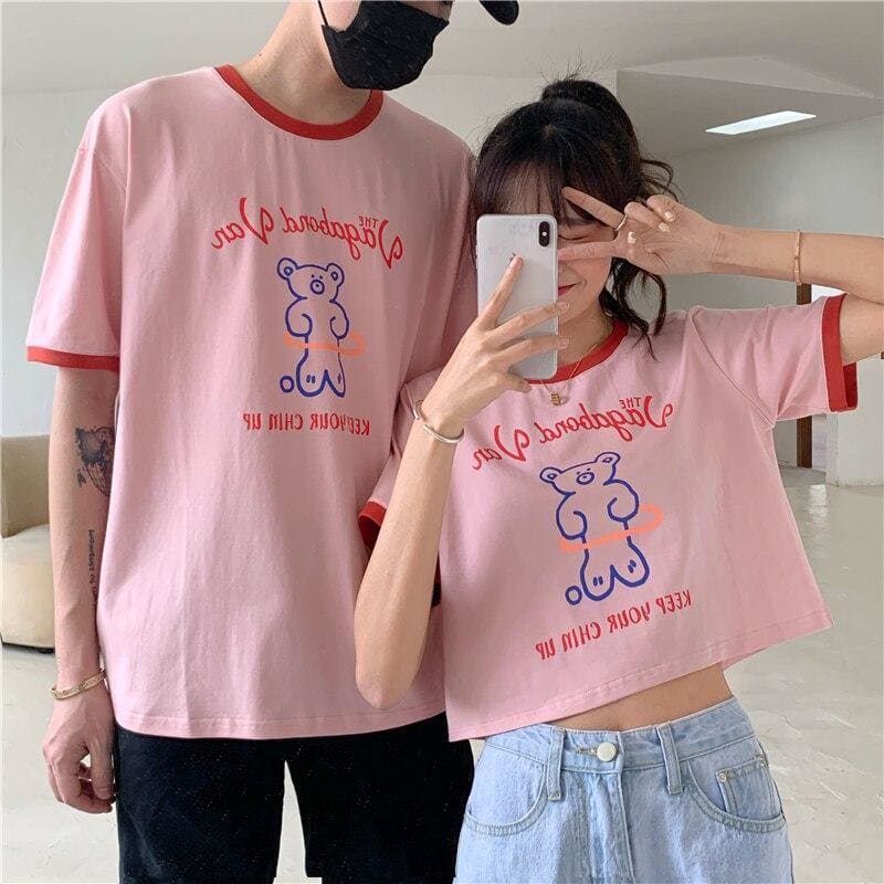 Kawaii Bear Print T-shirt MK15561 - KawaiiMoriStore