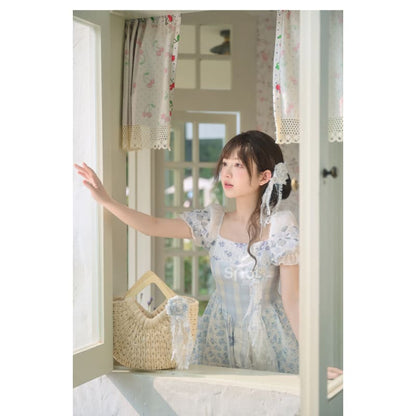 Kawaii Blue Spring Flowers Dress ON628 - dress