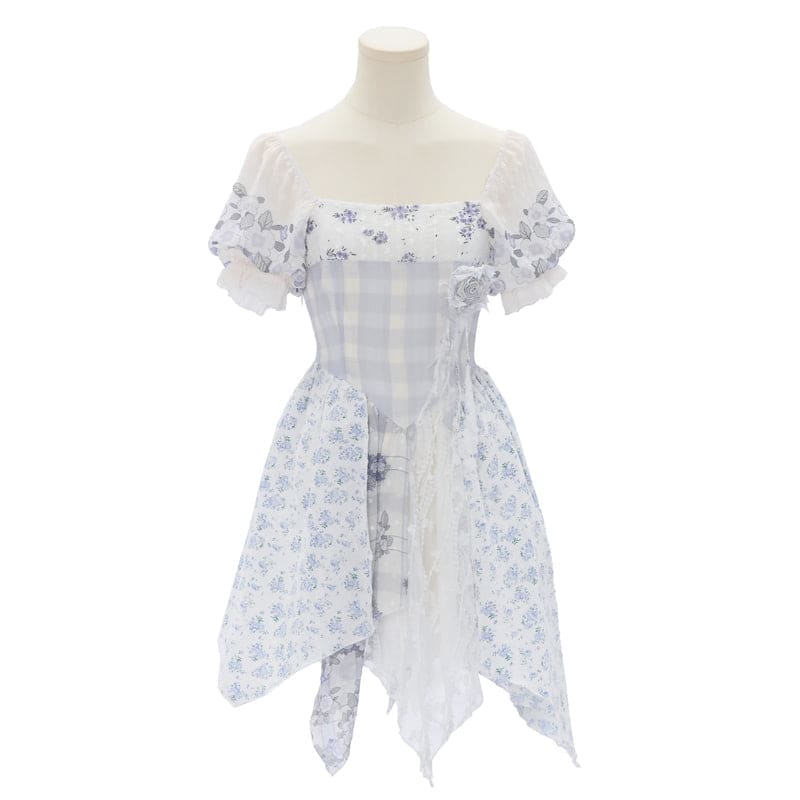 Kawaii Blue Spring Flowers Dress ON628 - dress