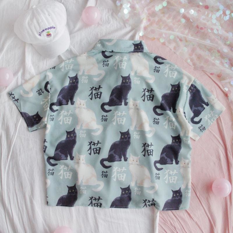 Kawaii Cat Printing Shirt MK14818 - KawaiiMoriStore