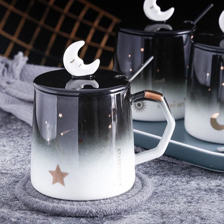 Kawaii Creative Galaxy Starry Sky Moon Ceramic Cup MM1285 - KawaiiMoriStore