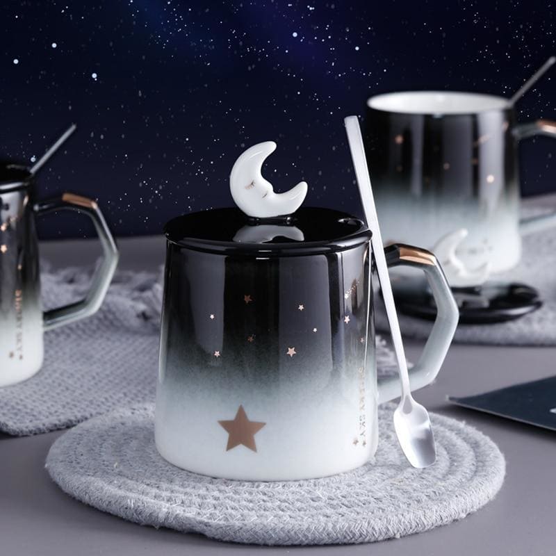 Kawaii Creative Galaxy Starry Sky Moon Ceramic Cup MM1285 - KawaiiMoriStore