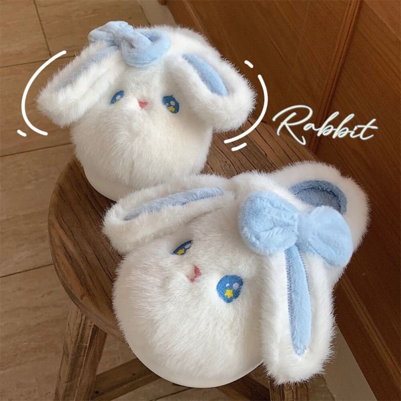 Kawaii Cute Bunny Furry Indoor Slippers ME64 - White /