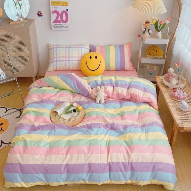 Kawaii Fashion Rainbow Bedding Set MK15710 - KawaiiMoriStore