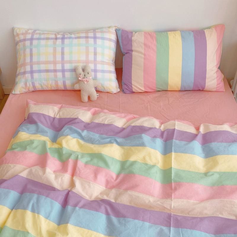 Kawaii Fashion Rainbow Bedding Set MK15710 - KawaiiMoriStore