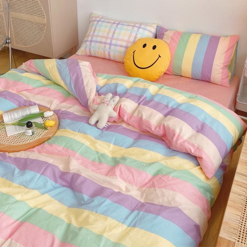 Kawaii Fashion Rainbow Bedding Set MK15710 - KawaiiMoriStore