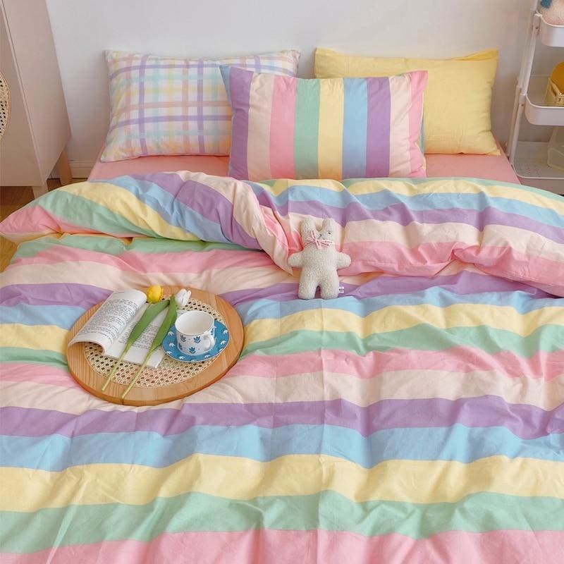 Kawaii Fashion Rainbow Bedding Set MK15710 - KawaiiMoriStore