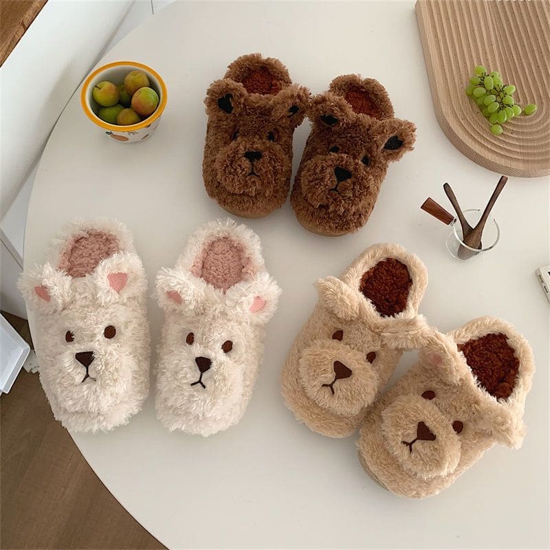 Kawaii Fleece Bear Home Slippers ME51 - slippers