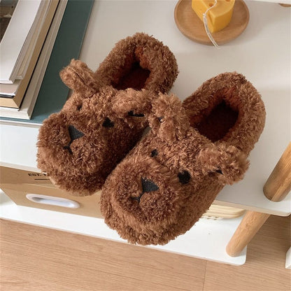 Kawaii Fleece Bear Home Slippers ME51 - Full heel wrap dark