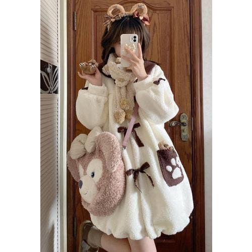Kawaii Flurry Bear Coat ME16 - White / S