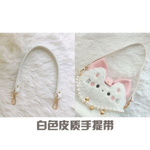 Kawaii Flurry Kitty Bag ME58 - 白色皮质手提带 - bag