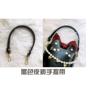 Kawaii Flurry Kitty Bag ME58 - 黑色皮质手提带 - bag