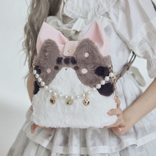 Kawaii Flurry Kitty Bag ME58 - 灰条纹 - bag