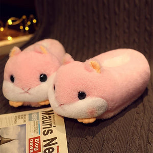 Kawaii Hamster Plush Slippers ME62 - Pink hamster /