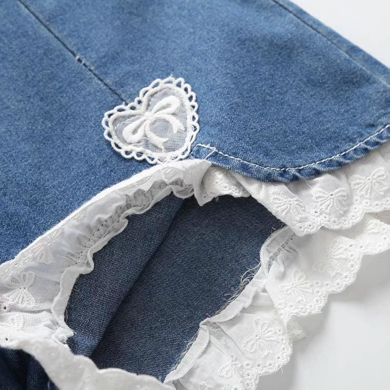 Kawaii Heart Sweet High Waist Denim Shorts - Kawaii Fashion 