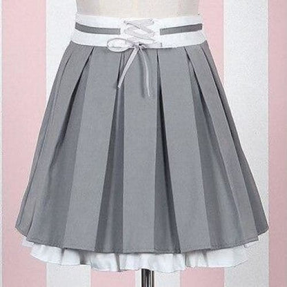 Kawaii Lolita Gray Coat +Gothic Blouse And Skirt Set Suit MK15098 - KawaiiMoriStore