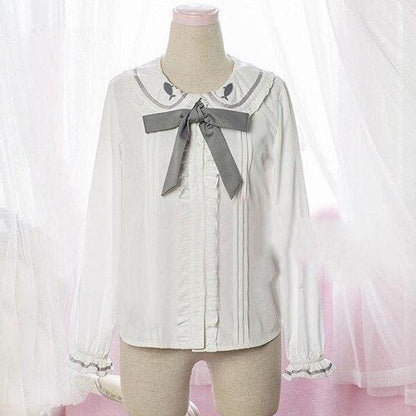 Kawaii Lolita Gray Coat +Gothic Blouse And Skirt Set Suit MK15098 - KawaiiMoriStore