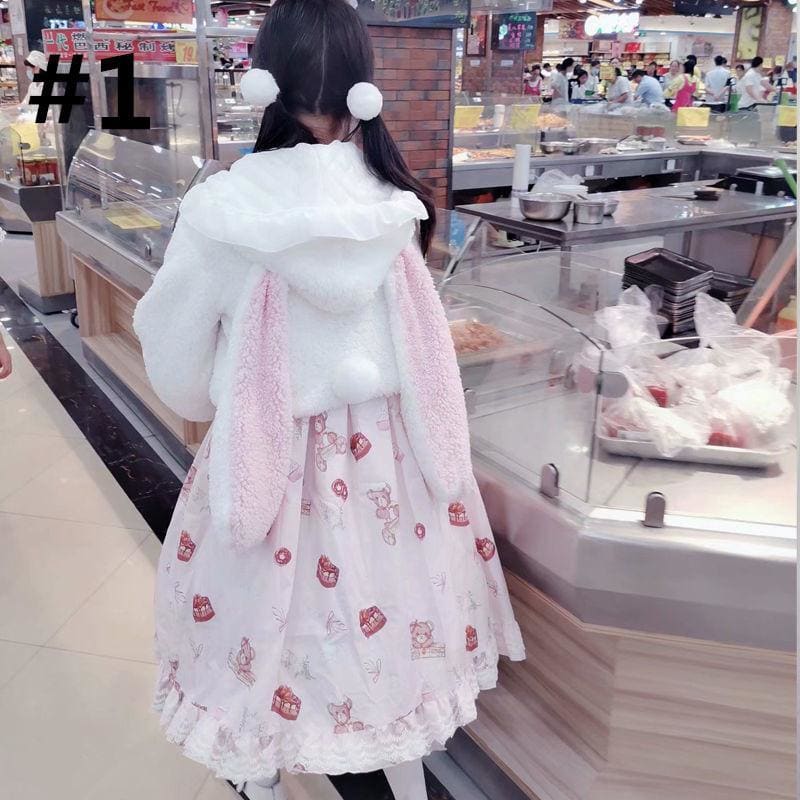 Kawaii Lolita Rabbit Ear Puffy Sleeve Hoodie Jumper MK15166 - KawaiiMoriStore