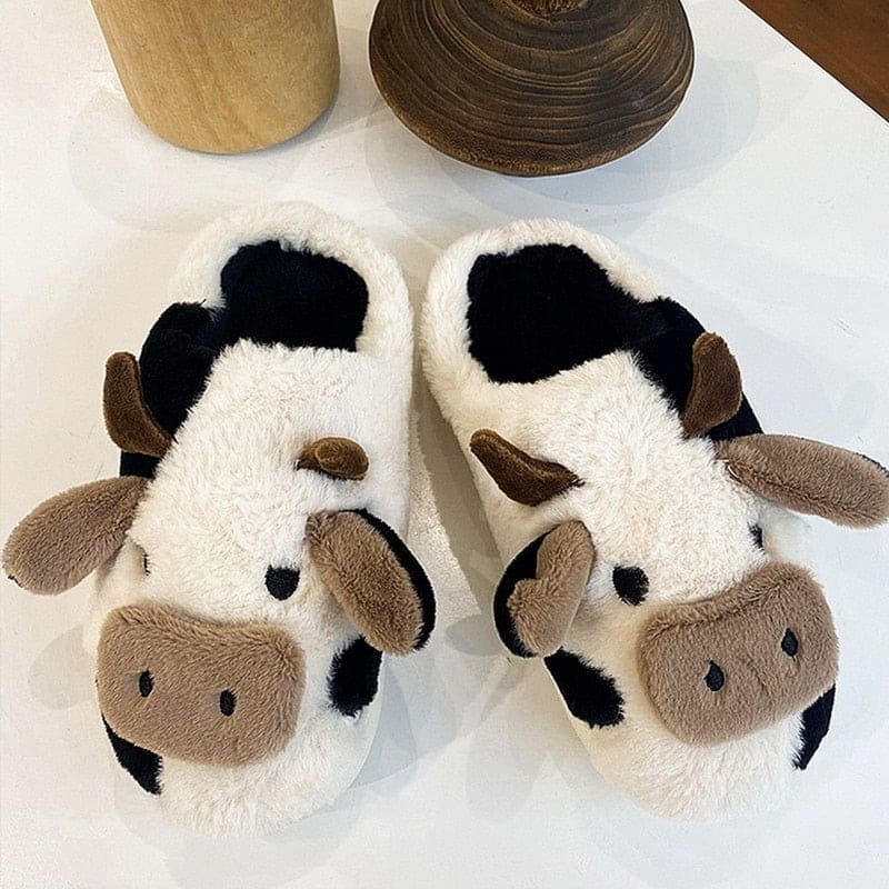 Kawaii Milk Cow Cute Sheet Homewear Slippers ME20 - Milk cow