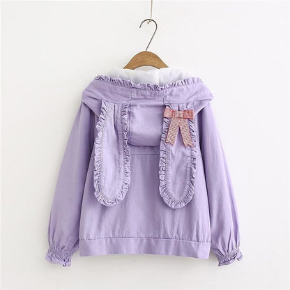 Kawaii Pastel Aesthetic Bunny Jacket with Rabbit Ears Hoodie