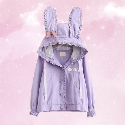 Kawaii Pastel Aesthetic Bunny Jacket with Rabbit Ears Hoodie