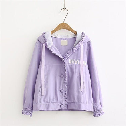 Kawaii Pastel Aesthetic Bunny Jacket with Rabbit Ears Hoodie