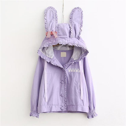 Kawaii Pastel Aesthetic Bunny Jacket with Rabbit Ears Hoodie