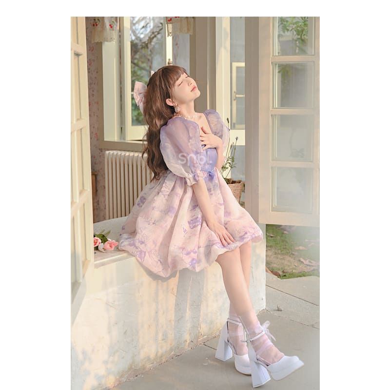 Kawaii Pastel Purple Pink Soft Princess Dress ON627 - dress