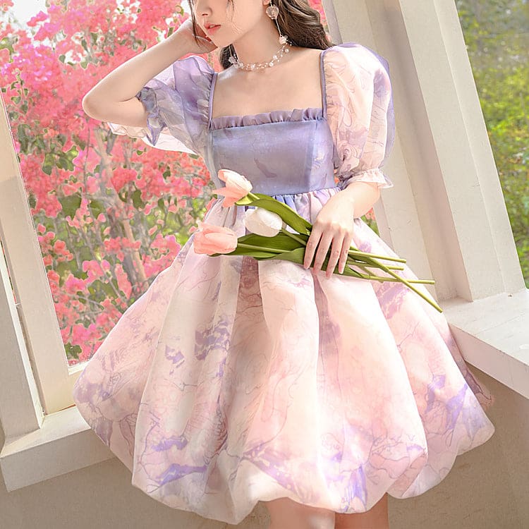 Kawaii Pastel Purple Pink Soft Princess Dress ON627 - dress