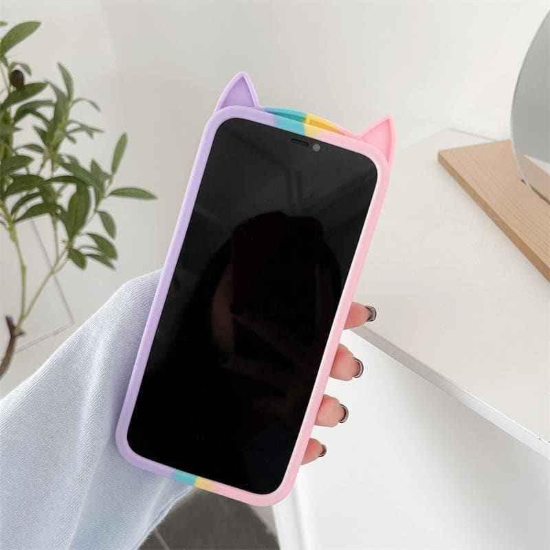 Kawaii Pastel Rainbow Cat Ears Sweet Phone Case SS1782 - 