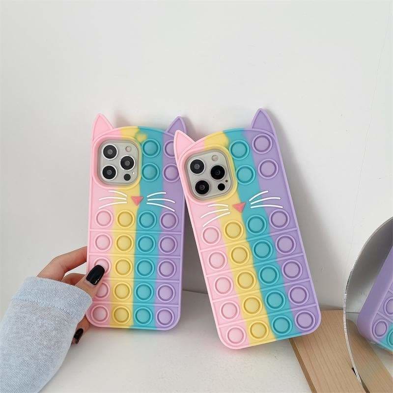 Kawaii Pastel Rainbow Cat Ears Sweet Phone Case SS1782 - 