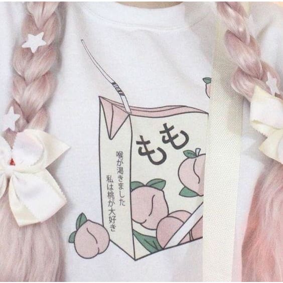 Kawaii Peach Juice Tee Shirt MK14870 - KawaiiMoriStore