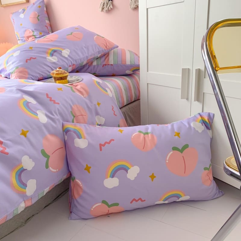 Kawaii Peach Print Bedding Set MK15605 - KawaiiMoriStore
